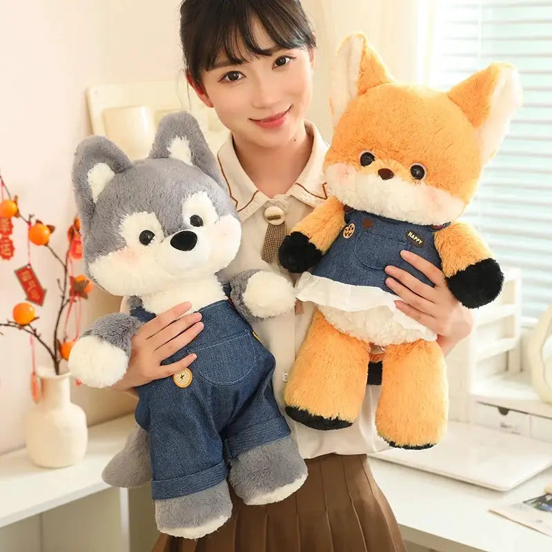 50cm New Kawaii Running Fox Wolf Plush Toys Cartoon Stuffed Animal Lovely Soft Cuddly Baby Plushie Doll Toy for Girls Gift Decor by All Mart Bristol Ltd
