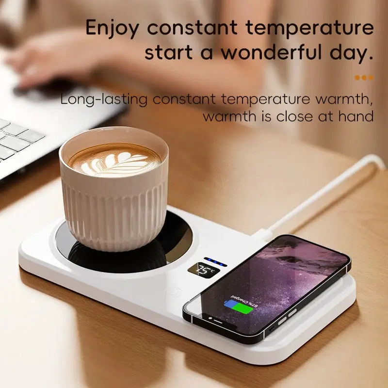2 in 1 Wireless Charging Thermostatic Coffee Mug Warmer by All Mart Bristol Ltd