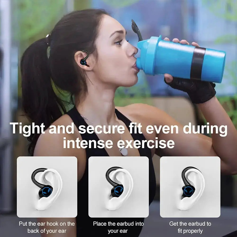 Bluetooth Headset Wireless Sports Headphones TWS Bluetooth 5.4 Earphones Ear Hook Running Stereo Earbuds With EMC Mic Waterproof by All Mart Bristol Ltd