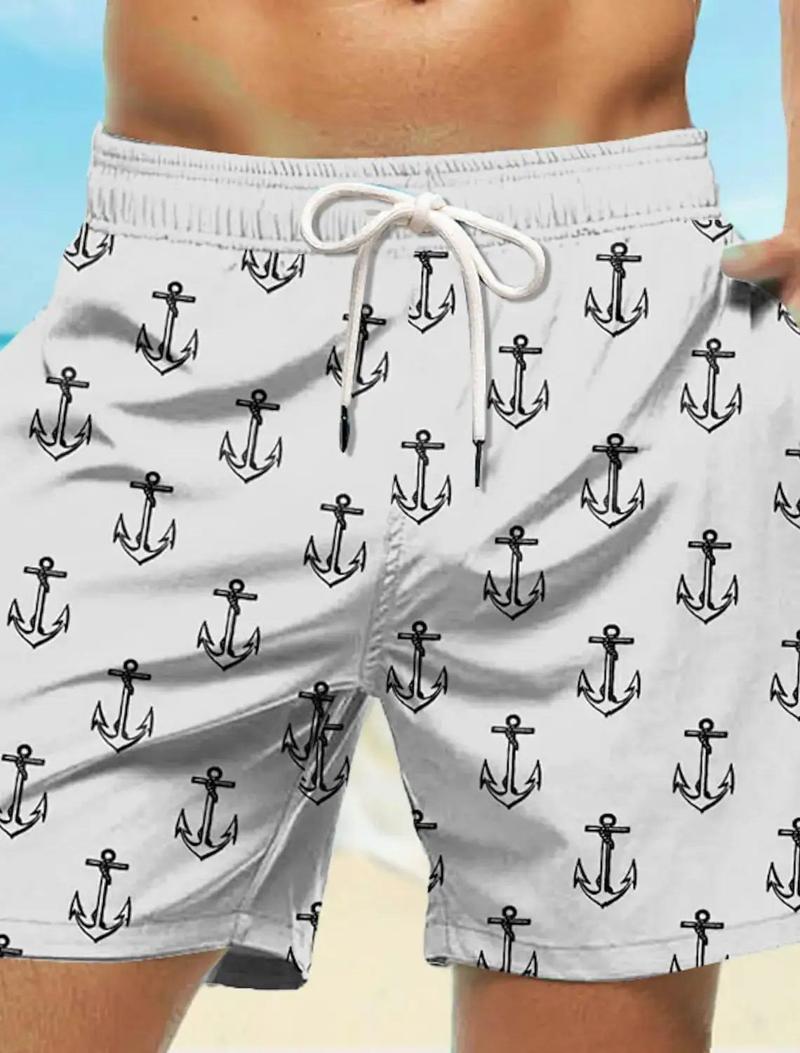 Men's Board Shorts Swim Shorts Swim Trunks Drawstring Elastic Quick Dry Short Beach Hawaiian Casual Black White Micro-elastic by All Mart Bristol Ltd
