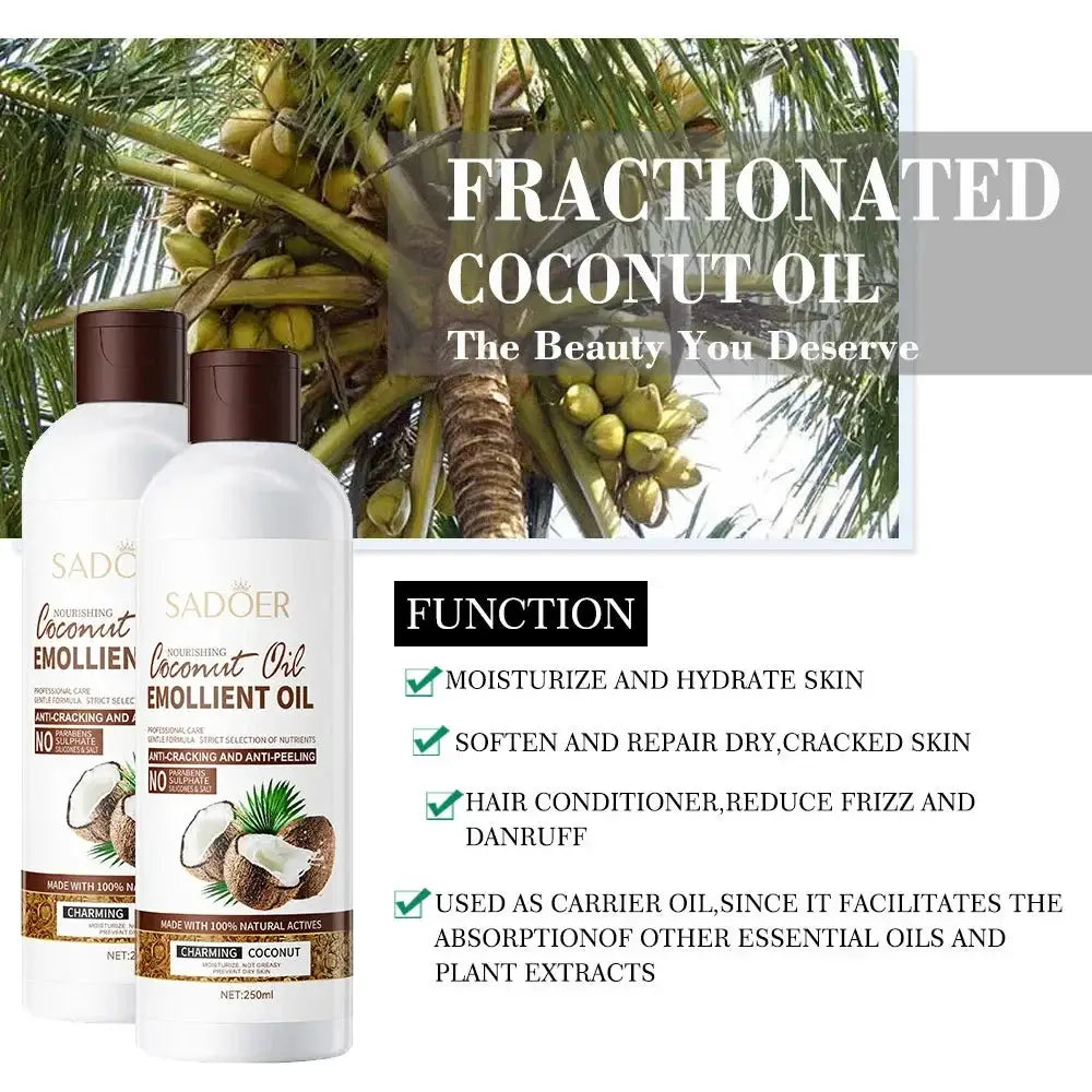 250ml Coconut Sooth Dry Skin Lighten Fine Lines Face Massage Oil Nourishes Hair Removes Frizz Hair Care Oil Firming Body Oil by All Mart Bristol Ltd