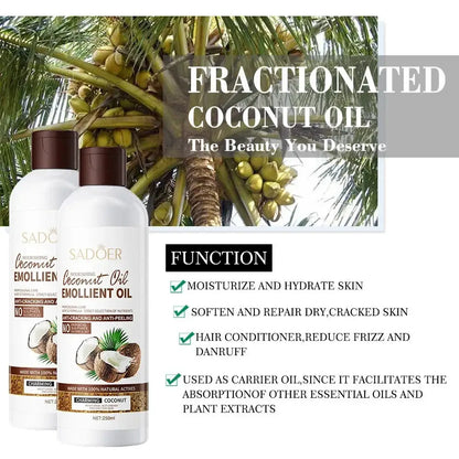 250ml Coconut Sooth Dry Skin Lighten Fine Lines Face Massage Oil Nourishes Hair Removes Frizz Hair Care Oil Firming Body Oil by All Mart Bristol Ltd