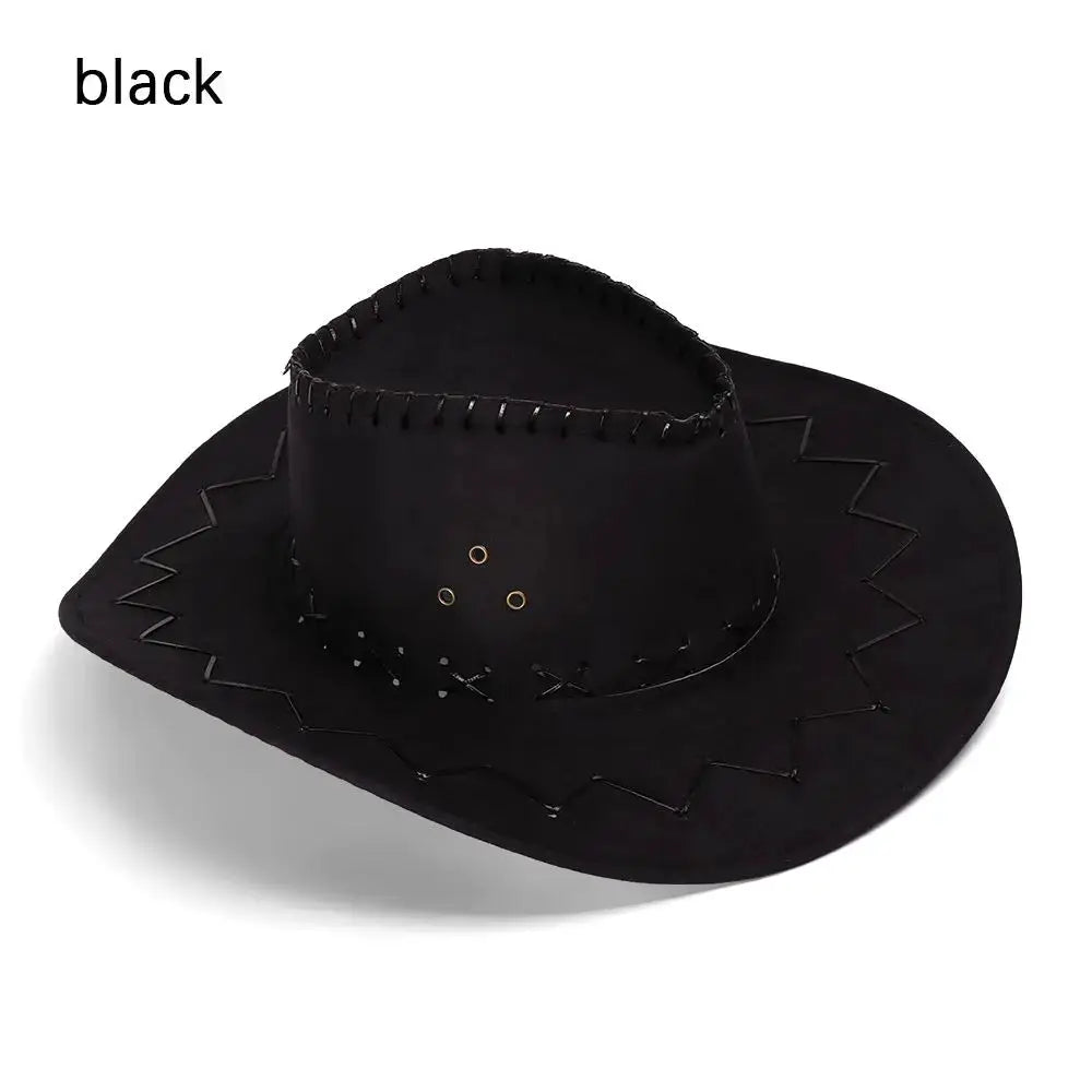Women Men Cowboy Hat Western Suede Cowgirl Hats Fashion West Fancy Dress Party Headwear Unisex Cap by All Mart Bristol Ltd