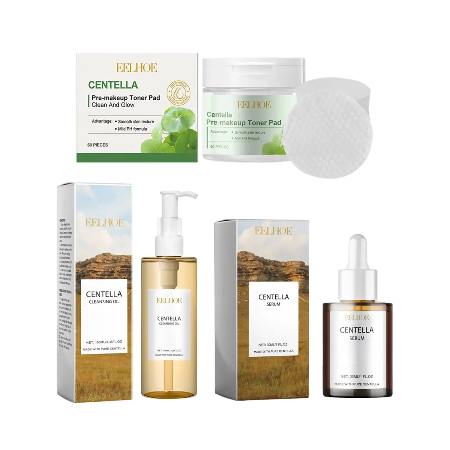Centella Kit Facial Moisturizing Shrink Pores Acne Remove Dry Skin Brightening Oil Control Hyaluronic Acid Centella Skincare Set by All Mart Bristol Ltd