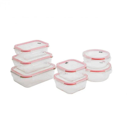 7pc Glass Food Storage Container Set With Air Vent Lids by Unbranded