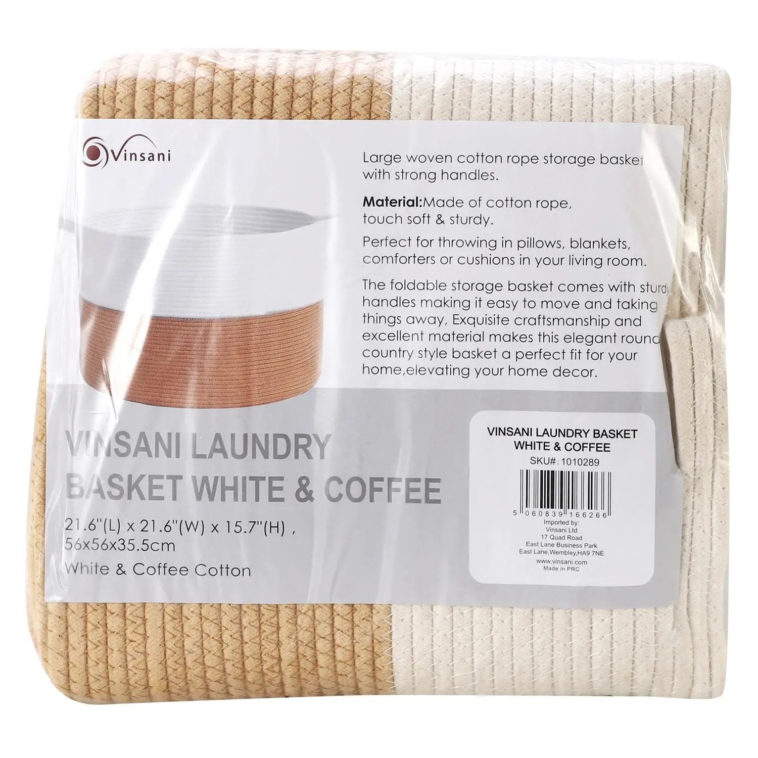 VINSANI LAUNDRY BASKET WHITE & COFFEE 1010289 by Vinsani
