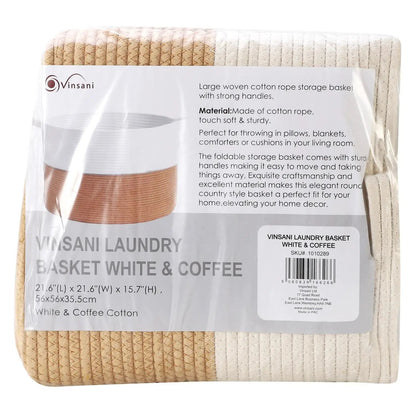 VINSANI LAUNDRY BASKET WHITE & COFFEE 1010289 by Vinsani