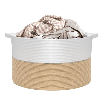 VINSANI LAUNDRY BASKET WHITE & COFFEE 1010289 by Vinsani