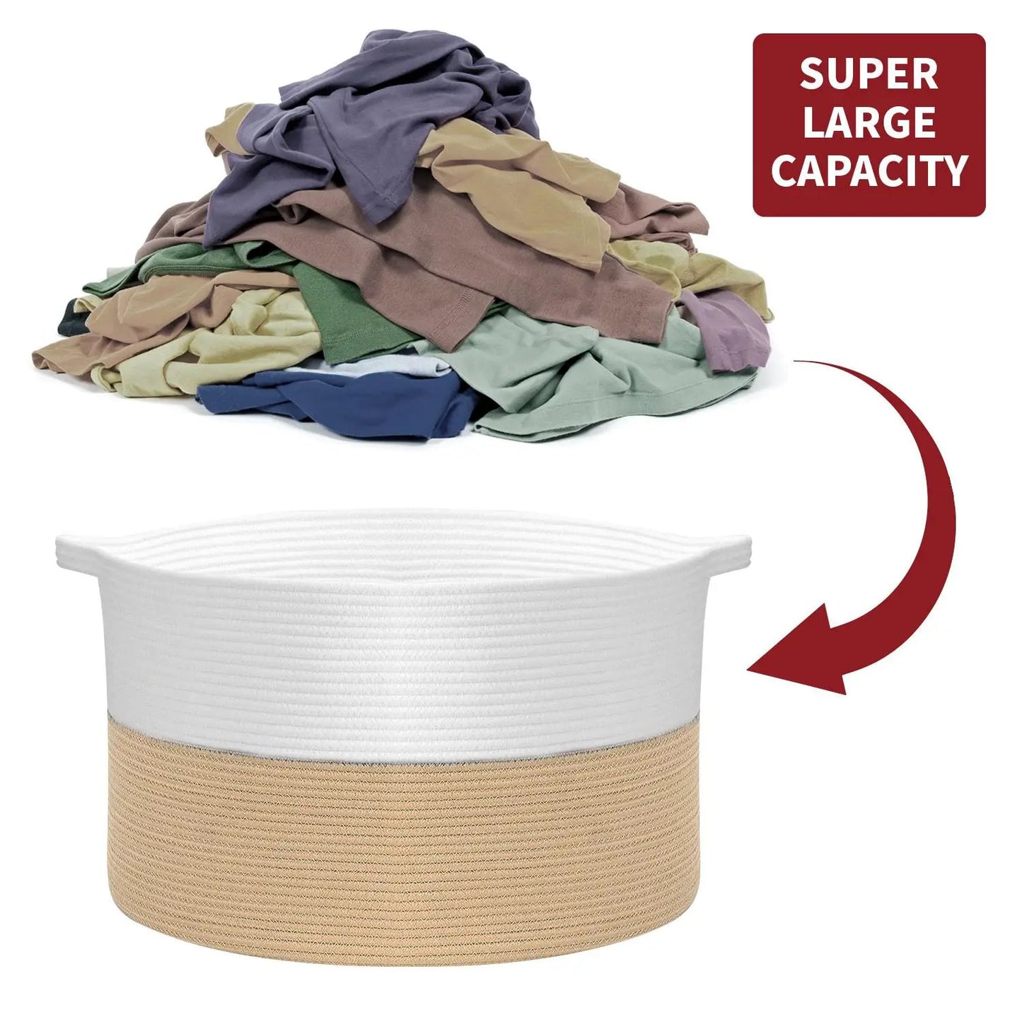 VINSANI LAUNDRY BASKET WHITE & COFFEE 1010289 by Vinsani