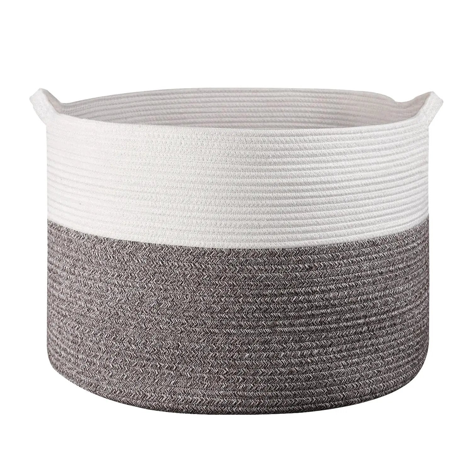 VINSANI LAUNDRY BASKET WHT & NATURAL 1010284 by Vinsani