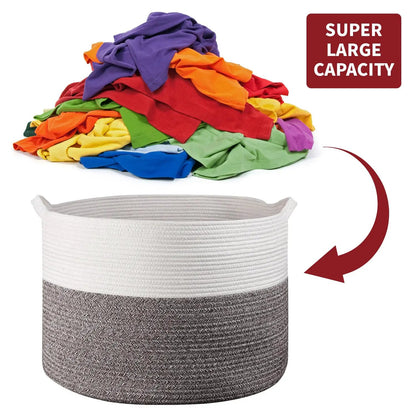 VINSANI LAUNDRY BASKET WHT & NATURAL 1010284 by Vinsani