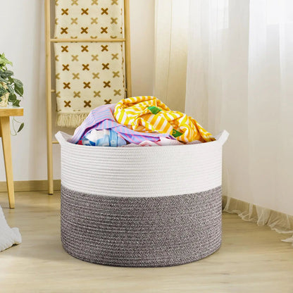 VINSANI LAUNDRY BASKET WHT & NATURAL 1010284 by Vinsani