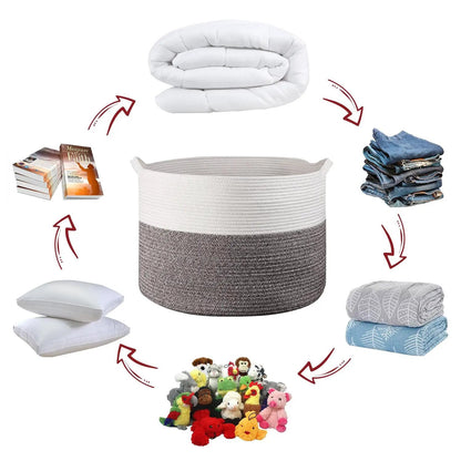 VINSANI LAUNDRY BASKET WHT & NATURAL 1010284 by Vinsani