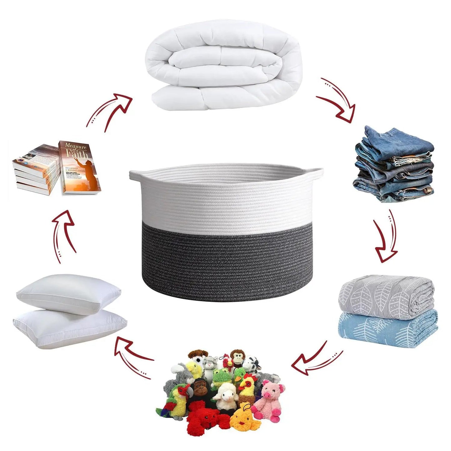 VINSANI LAUNDRY BASKET WHITE & D GREY 1010286 by Vinsani
