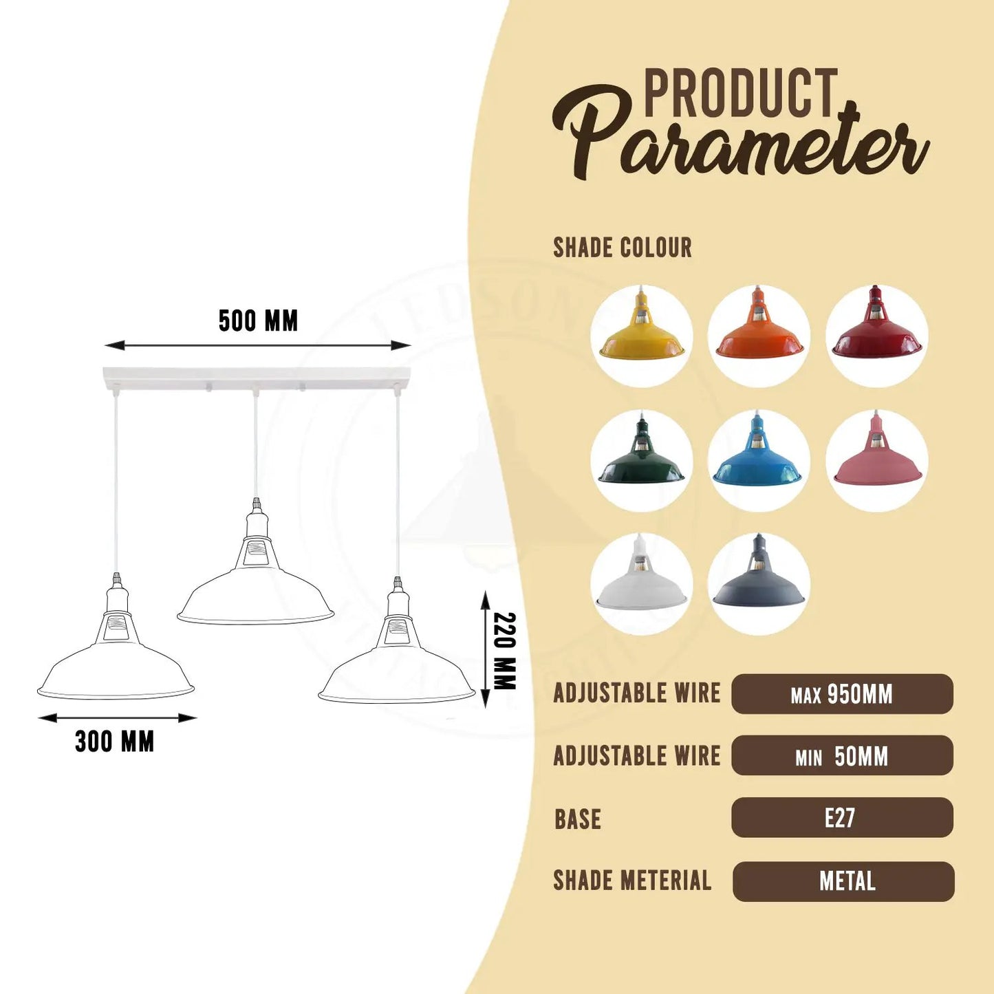 Industrial Vintage Loft Kitchen Bar 3 Lights Ceiling Barn-slotted Metal E27 by Ledsone