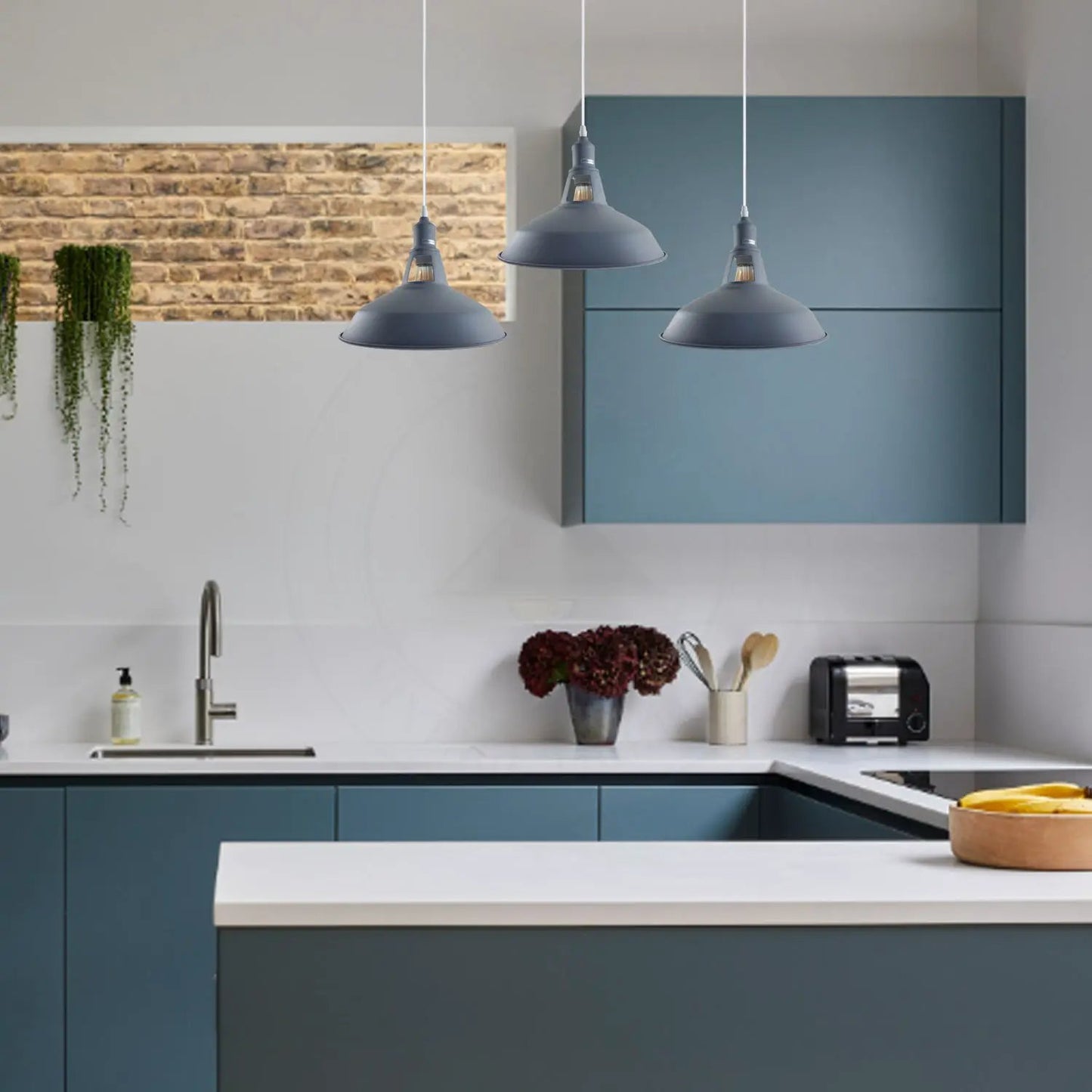 Industrial Vintage Loft Kitchen Bar 3 Lights Ceiling Barn-slotted Metal E27 by Ledsone
