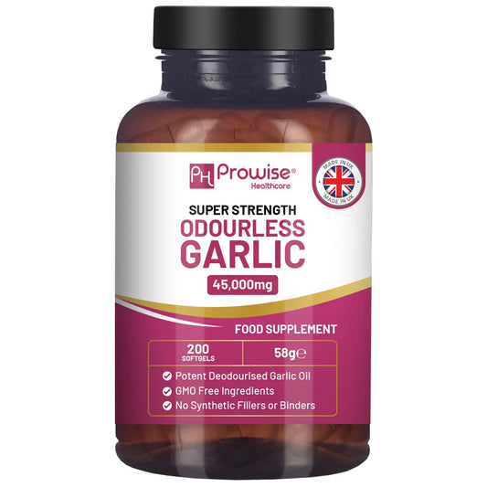Premium Odourless Garlic Capsules - High Strength 45,000mg - 200 Softgels by Prowise by Prowise Healthcare