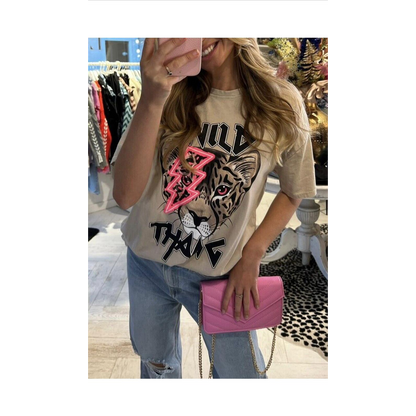 Ladies Oversized Tiger Lightning Wild Thang Short Sleeves T Shirt Top by JustDropShip