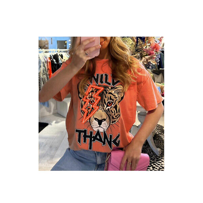 Ladies Oversized Tiger Lightning Wild Thang Short Sleeves T Shirt Top by JustDropShip