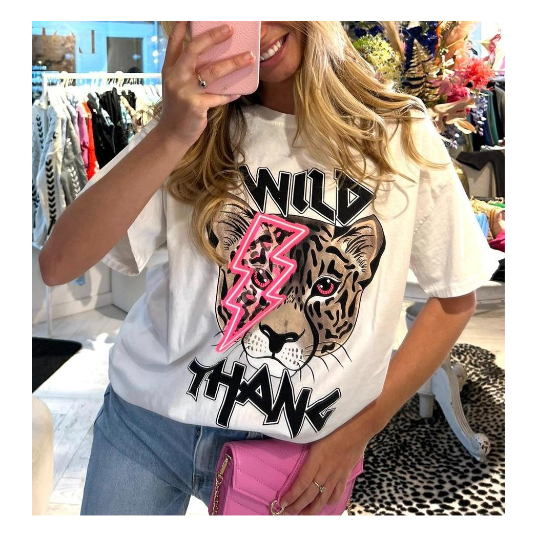 Ladies Oversized Tiger Lightning Wild Thang Short Sleeves T Shirt Top by JustDropShip