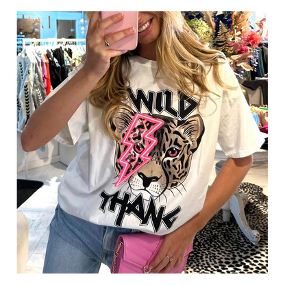 Ladies Oversized Tiger Lightning Wild Thang Short Sleeves T Shirt Top by JustDropShip