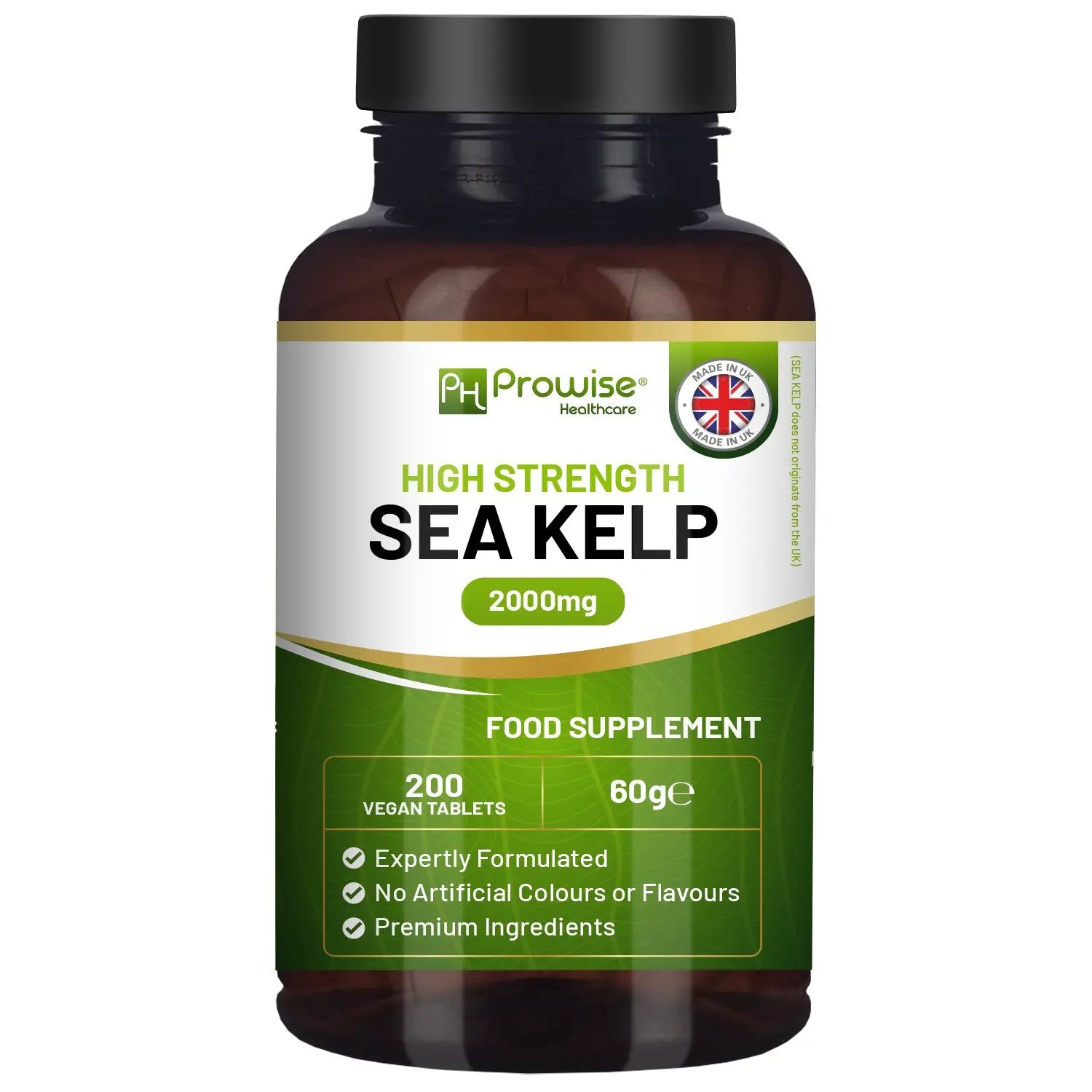 Sea Kelp 2000mg 200 Vegan Tablets | Natural Source of Iodine | Premium Ingredients | Proudly made in the UK by Prowise by Prowise Healthcare