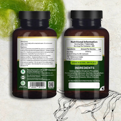 Sea Kelp 2000mg 200 Vegan Tablets | Natural Source of Iodine | Premium Ingredients | Proudly made in the UK by Prowise by Prowise Healthcare