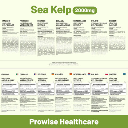 Sea Kelp 2000mg 200 Vegan Tablets | Natural Source of Iodine | Premium Ingredients | Proudly made in the UK by Prowise by Prowise Healthcare