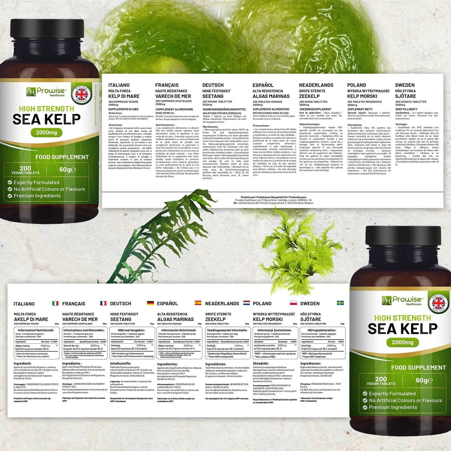 Sea Kelp 2000mg 200 Vegan Tablets | Natural Source of Iodine | Premium Ingredients | Proudly made in the UK by Prowise by Prowise Healthcare