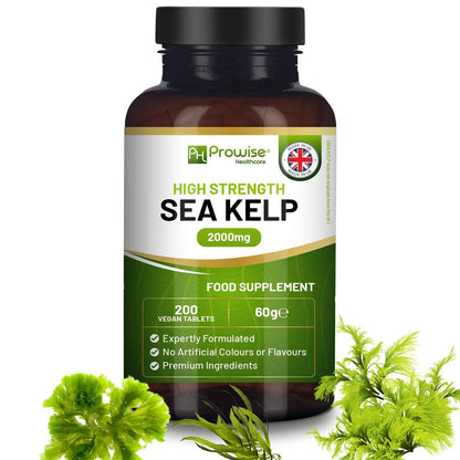 Sea Kelp 2000mg 200 Vegan Tablets | Natural Source of Iodine | Premium Ingredients | Proudly made in the UK by Prowise by Prowise Healthcare