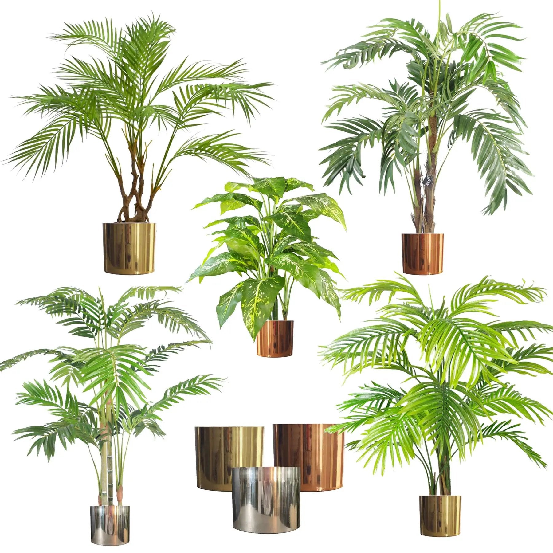 LARGE Artificial Palm Trees Metal Planters - Choice of Size and Colour by Leaf