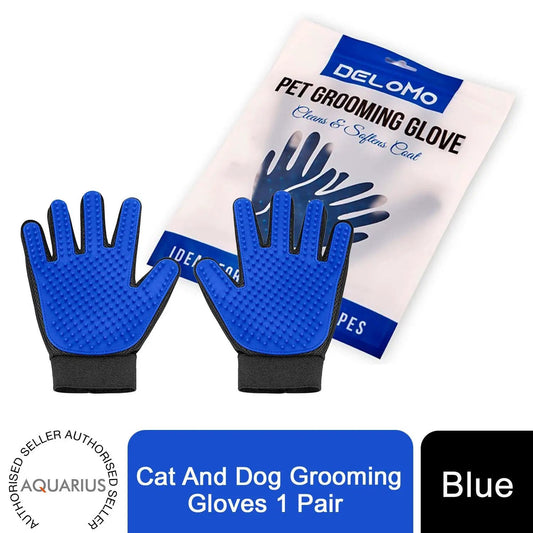 Cat And Dog Grooming Gloves 1 Pair - Blue by Aquarius