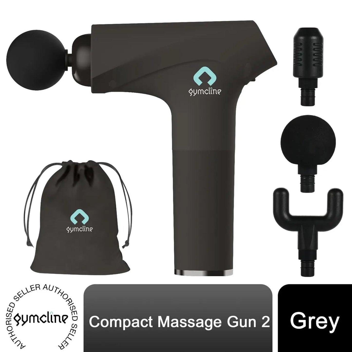 Gymcline Massage Gun Compact Size with 1500mAh Battery & 3 Speed Modes, Grey by Gymcline