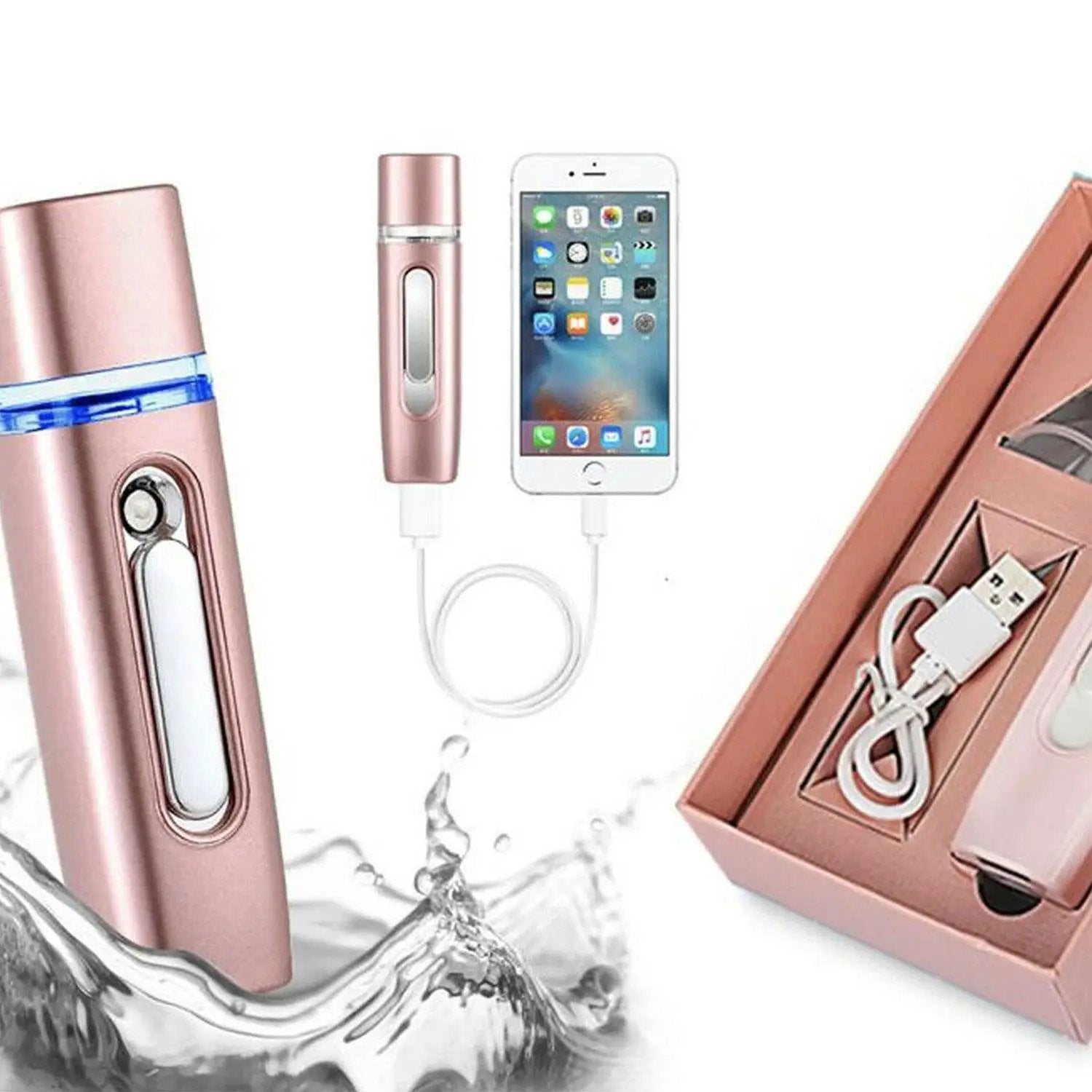 2 in 1 Portable Nano Mist Sprayer Handheld - Rose Gold by Aquarius
