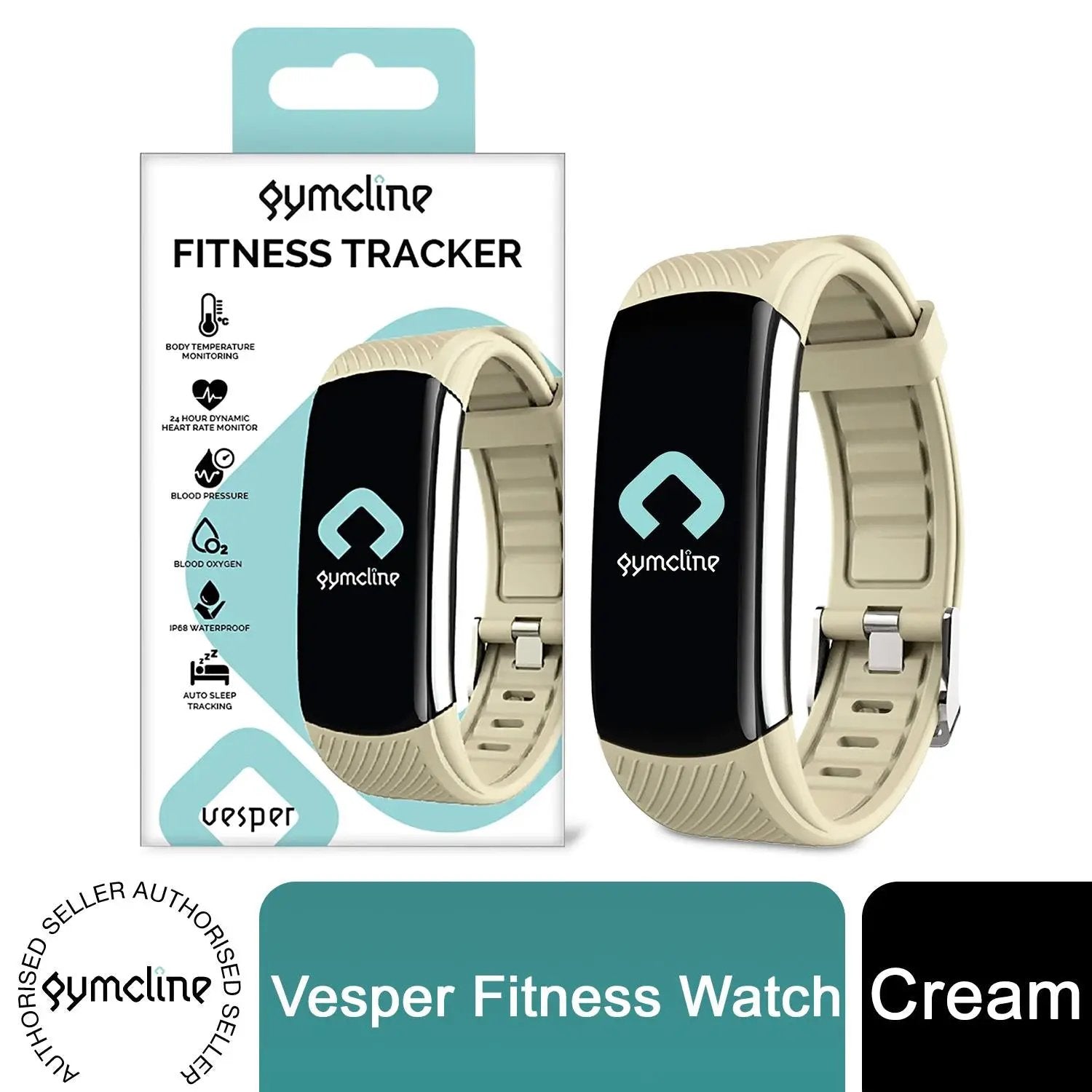 Gymcline Vesper Fitness Tracker with Body Temperature Monitoring, Cream by Gymcline