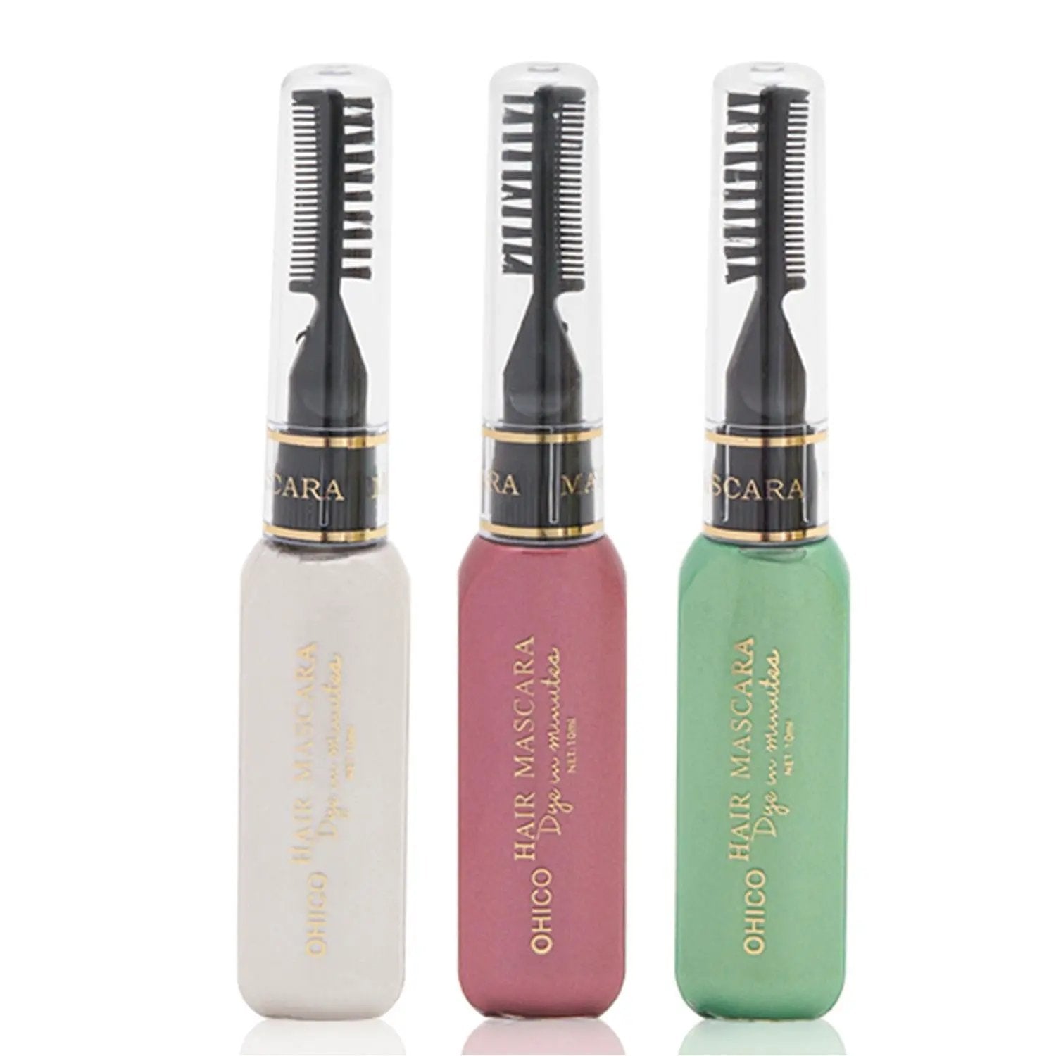 Aquarius Set of 3 Wash Out Hair Mascara Dye Creams[Red, White & Green] by Aquarius