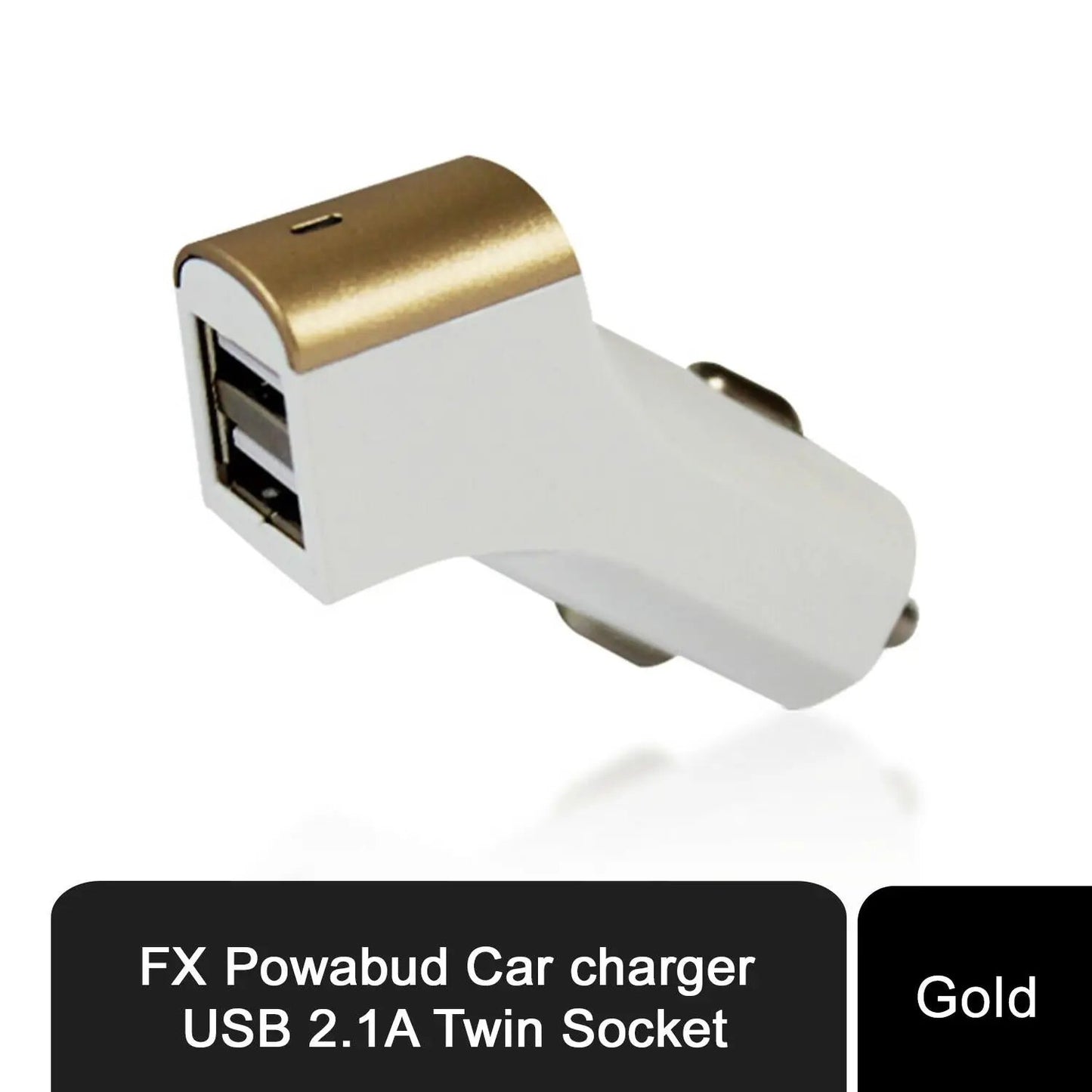 FX Factory Powabud Twin Socket USB 2.1A Car Charger, Gold by FX