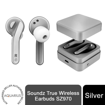 Soundz True Wireless Earbuds SZ970- Silver by Aquarius