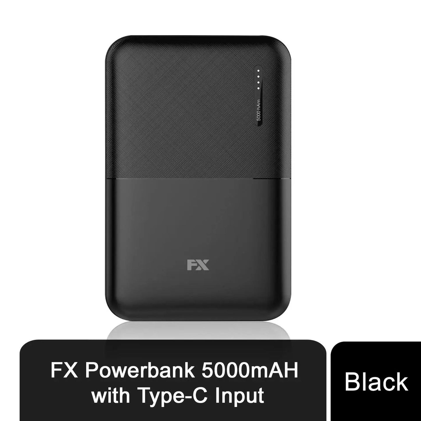FX Power Bank 5000 mAh with Type C Input, Compitable with smartphones - Black by FX