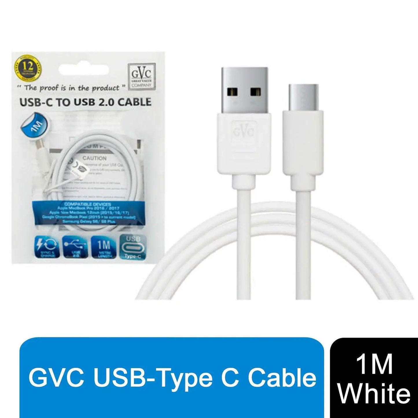 GVC USB to Type C Cable, For Phone & Pad, Charging & Syncing - 1m by GVC