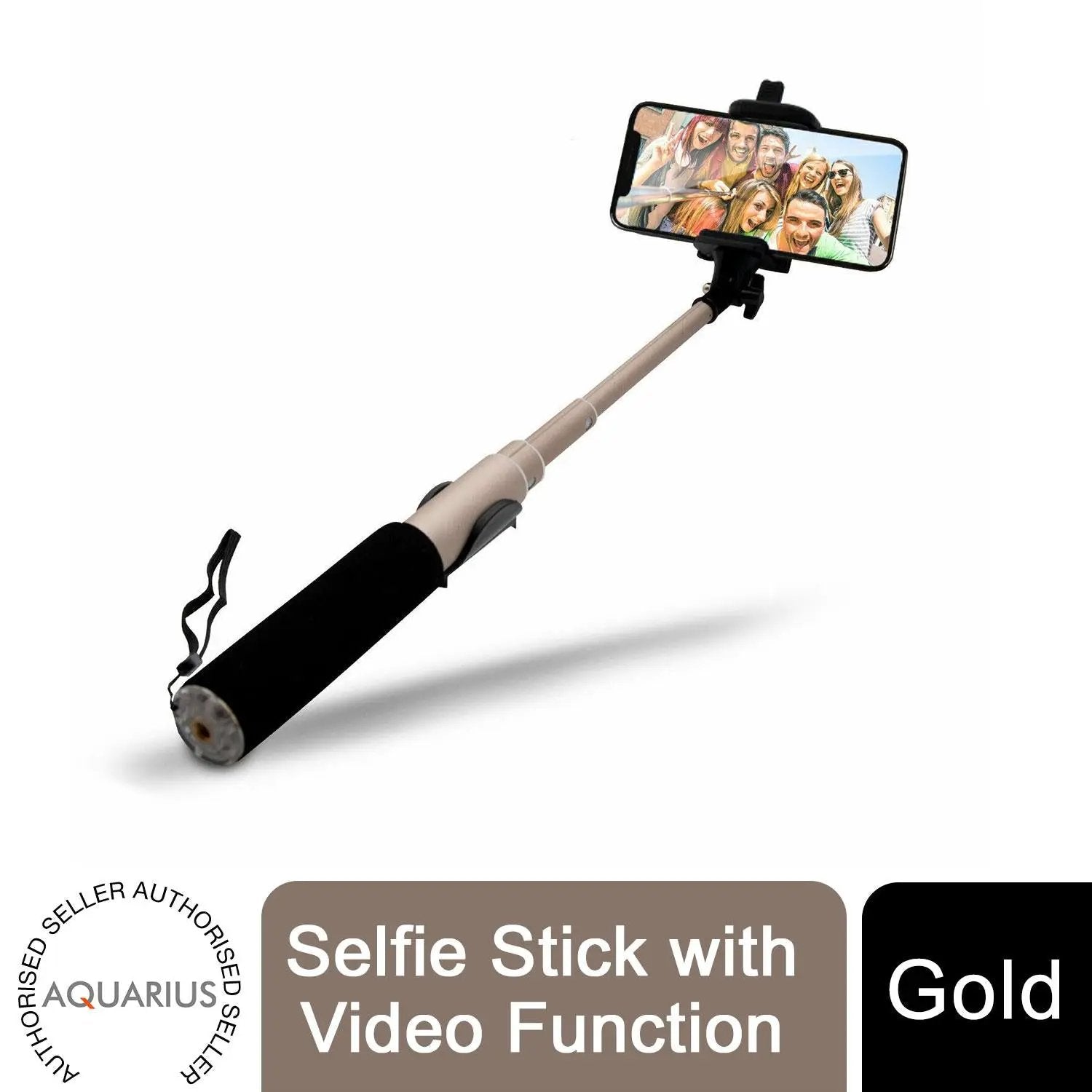 Aquarius Selfie Stick with Video Function - Gold by Aquarius