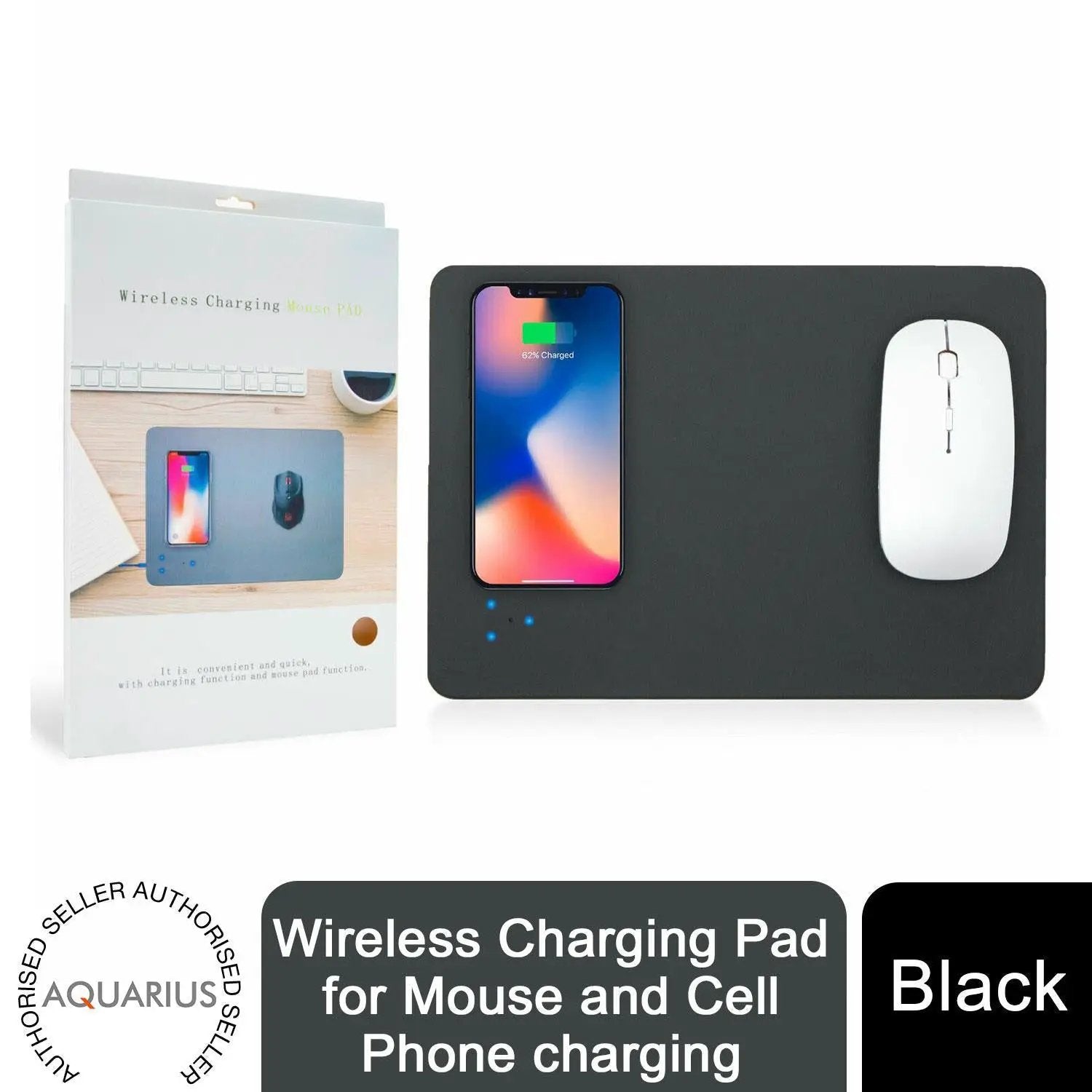 Aquarius Wireless Charging Pad for Mouse and Cell Phone charging, Black by Aquarius