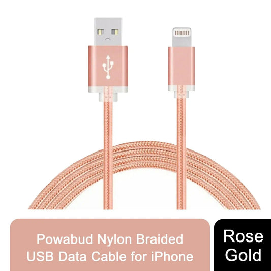 FX Powabud Nylon Braided USB Data Cable for Phone[Rose Gold] by FX