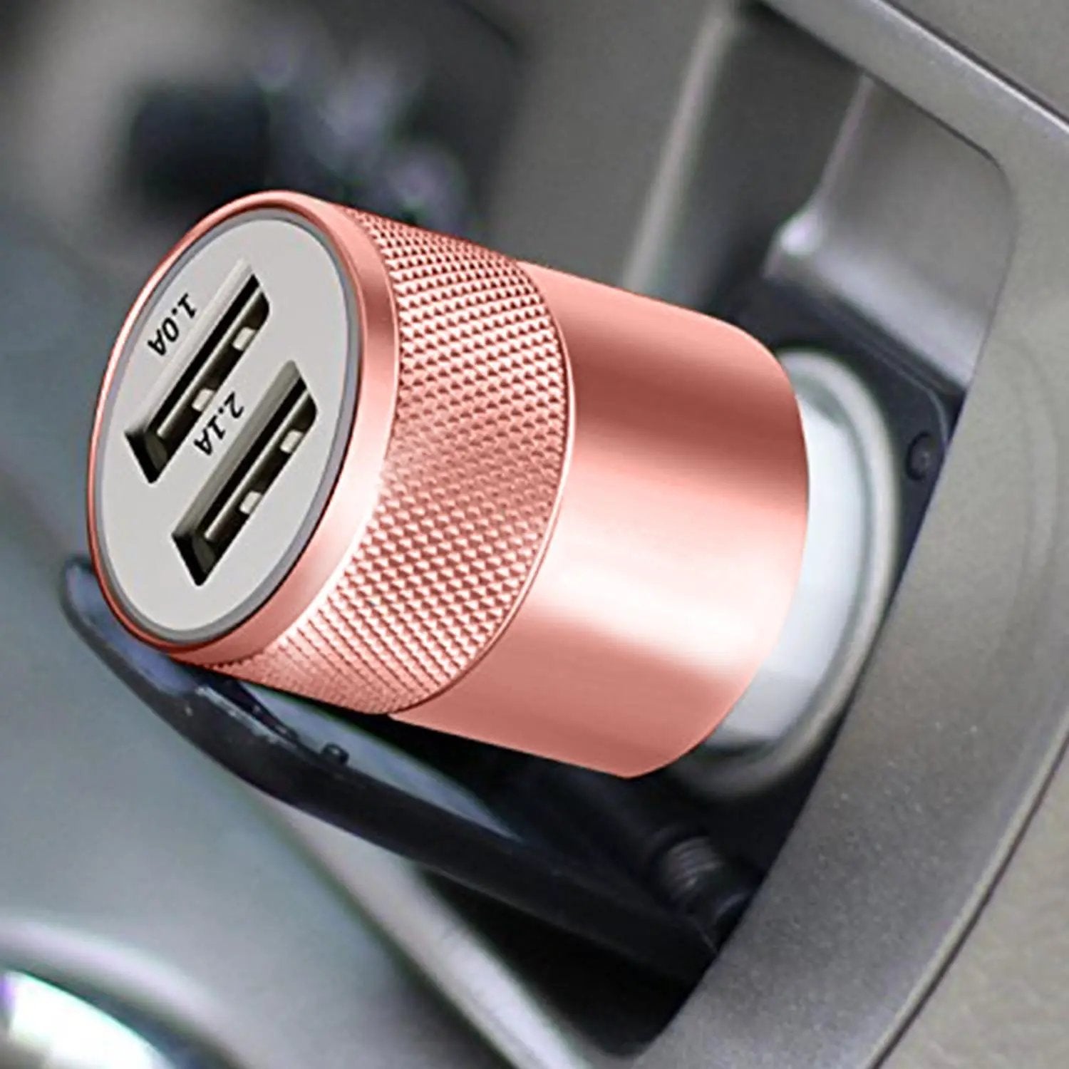 FX Powabud Car Charger USB 2.1A Twin Socket Rose Gold by FX