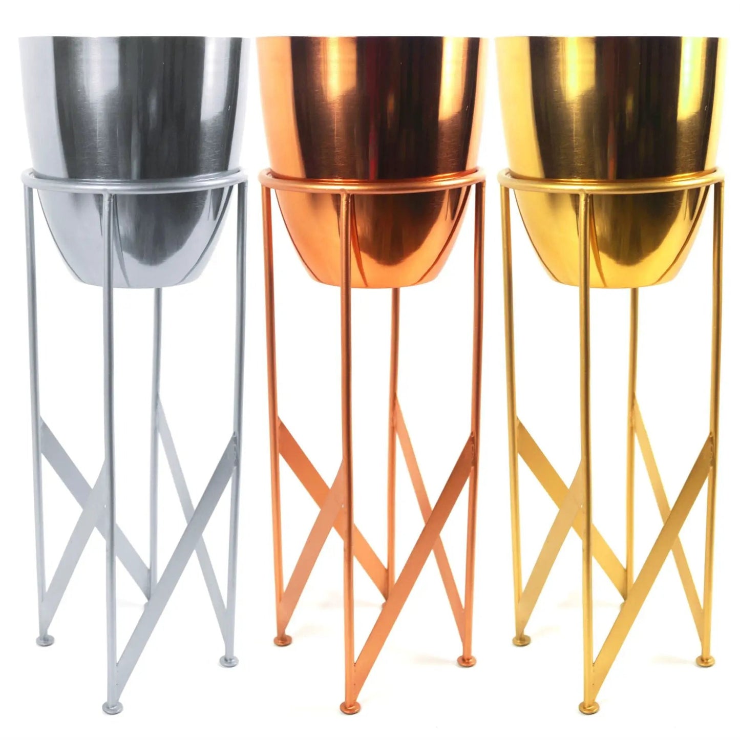 55cm Copper Planter with Matching Stand by Leaf