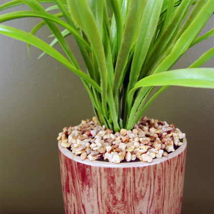35cm Artificial Grass Plant with Contemporary Ceramic Planter and Metal Stand set by Leaf