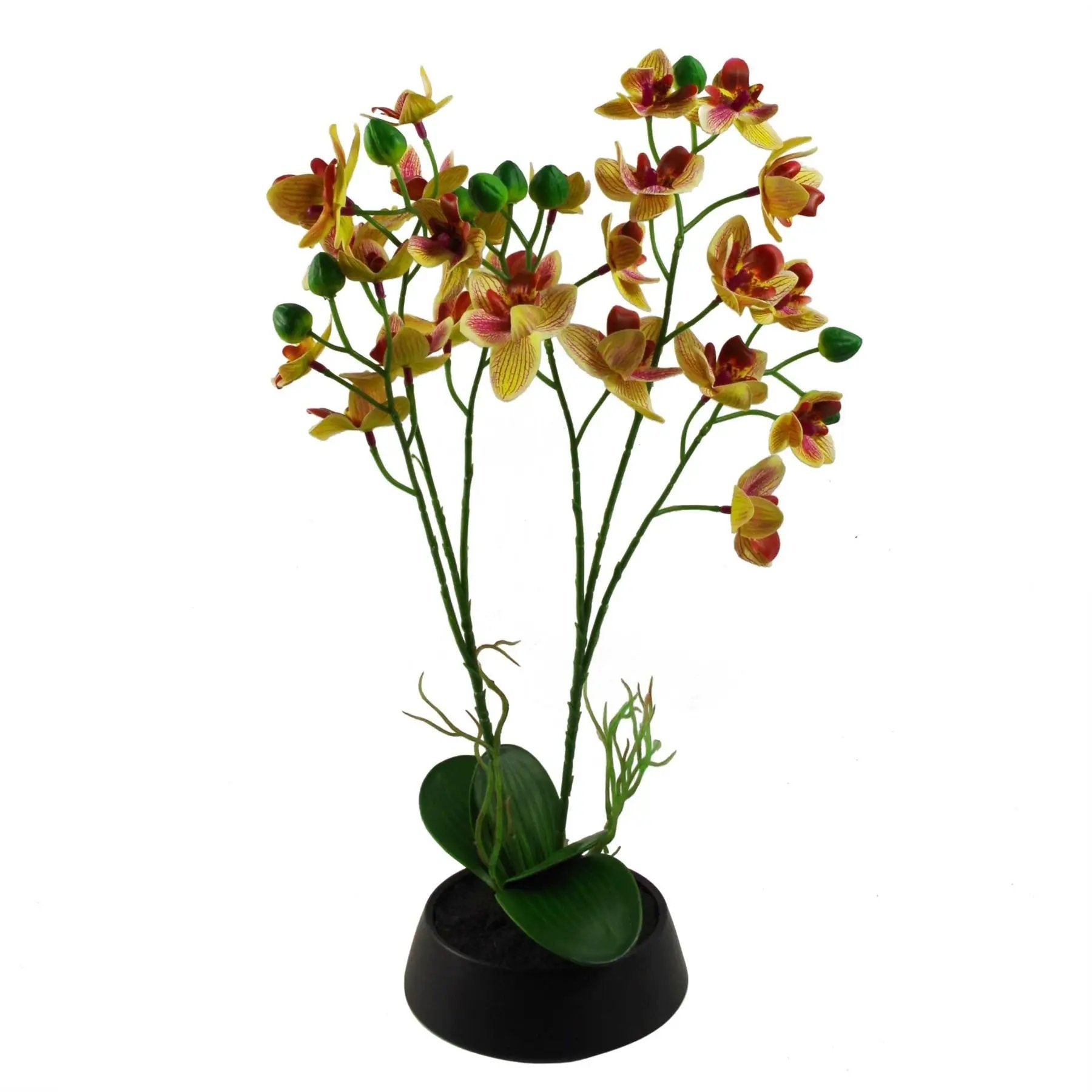 43cm Pink Yellow Artificial Orchid in Ceramic Planter by Leaf