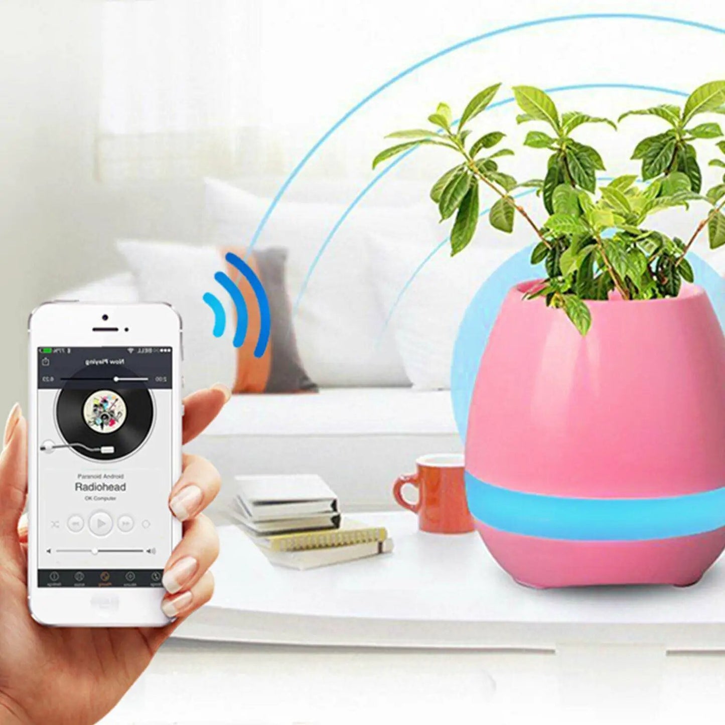 Debonair Music Flower Pot Bluetooth Speaker for Bedroom, Office & Living Room[Pink] by Debonair