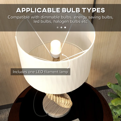 HOMCOM LED Nautical Table Lamp with USB Charging Port for Bedroom Living Room by HOMCOM