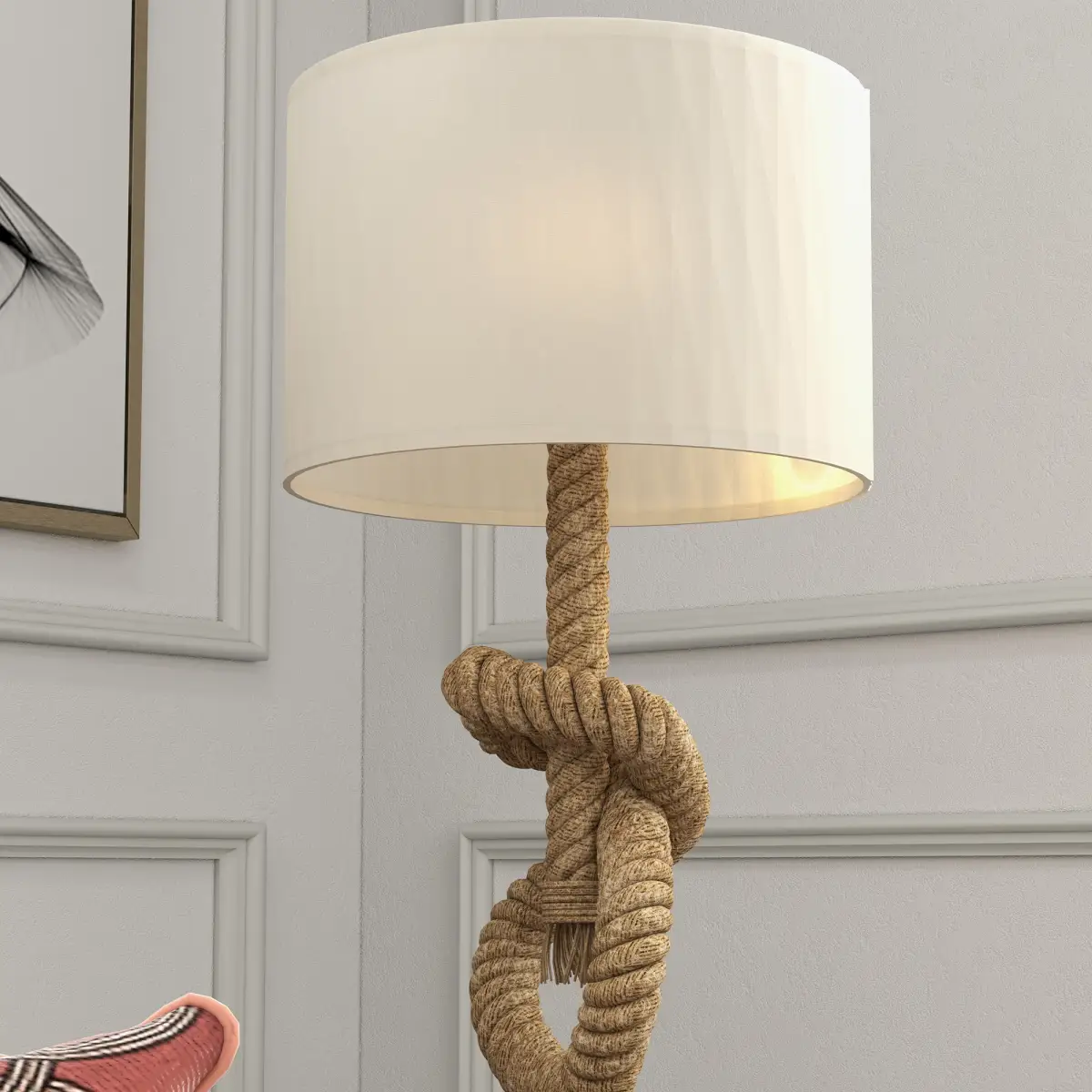 HOMCOM LED Nautical Table Lamp with USB Charging Port for Bedroom Living Room by HOMCOM